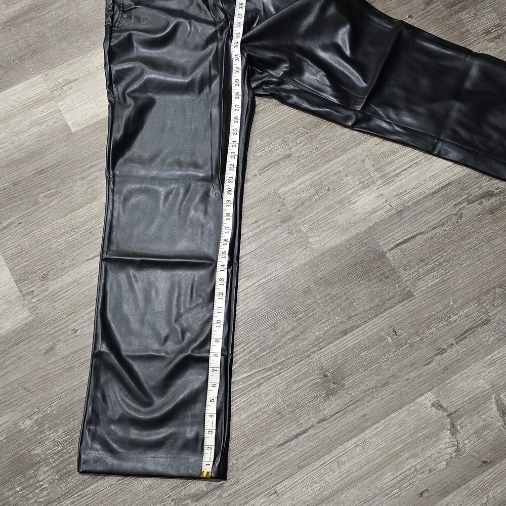 Rachel Zoe Black Stretch Faux Leather Pleather Vegan High Rise Wide Leg Pants - Picture 9 of 10